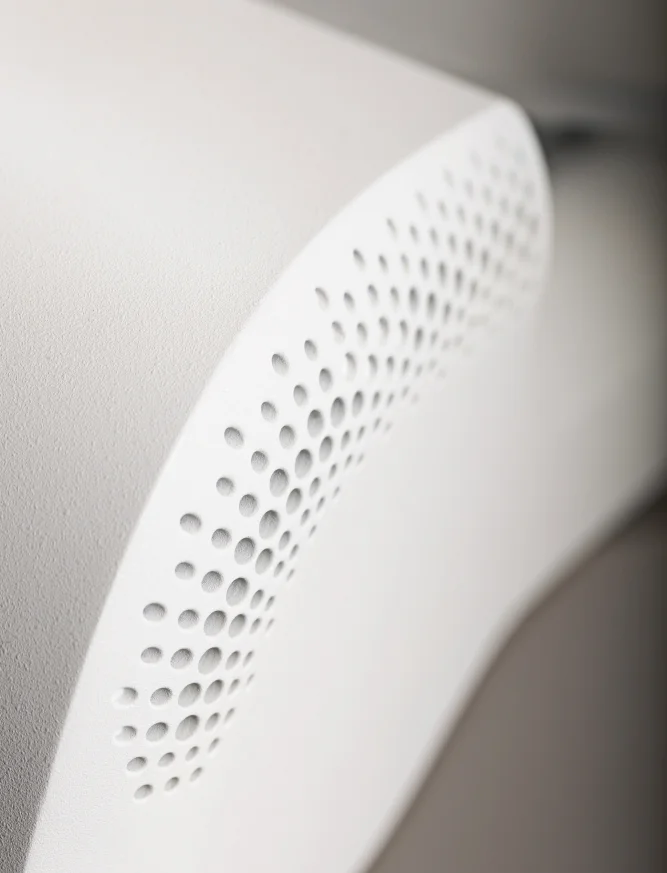 Closeup of white speaker