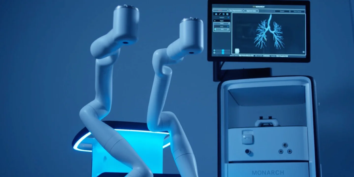 surgical robot in blue light